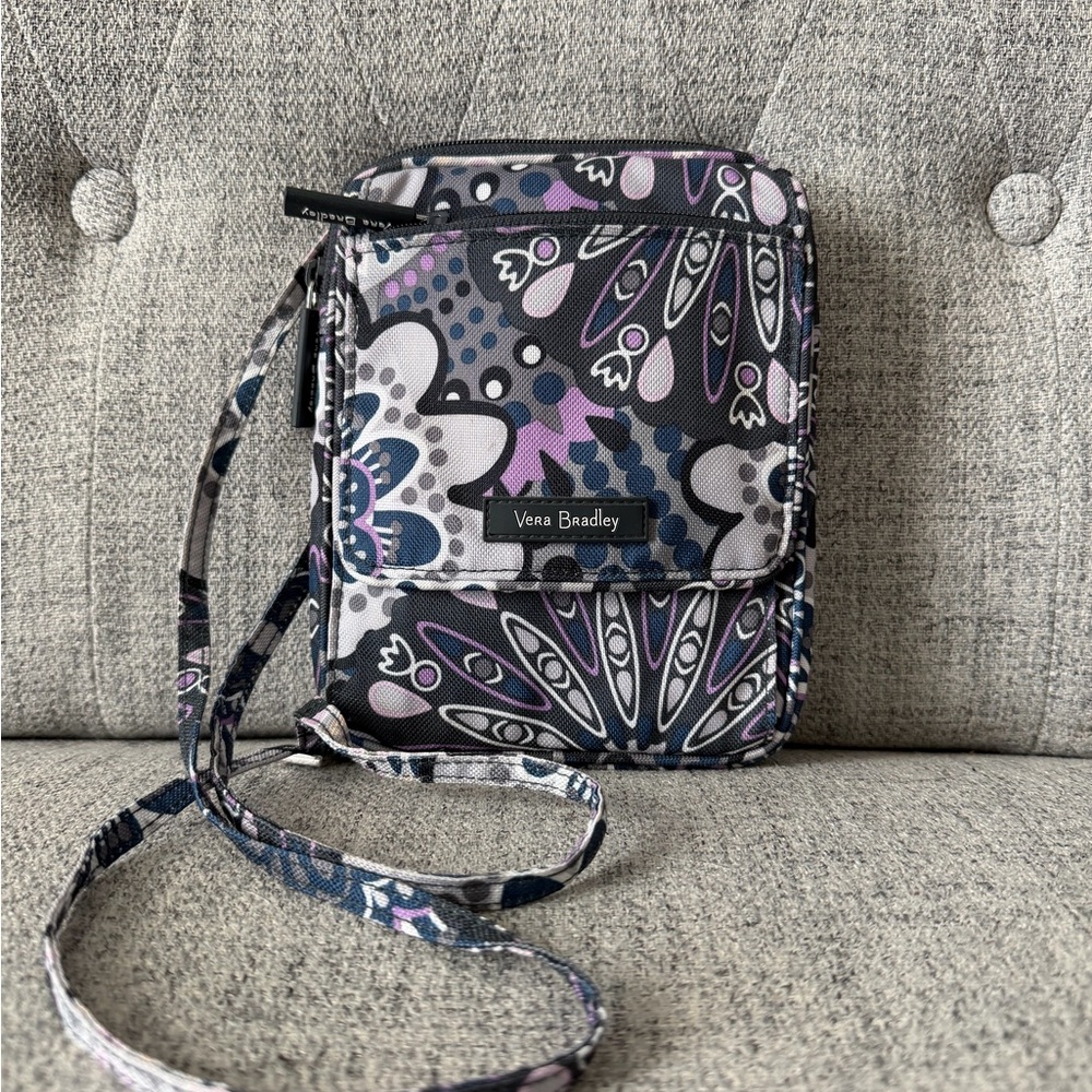 Vera Bradley Black and Purple Floral Crossbody Bag